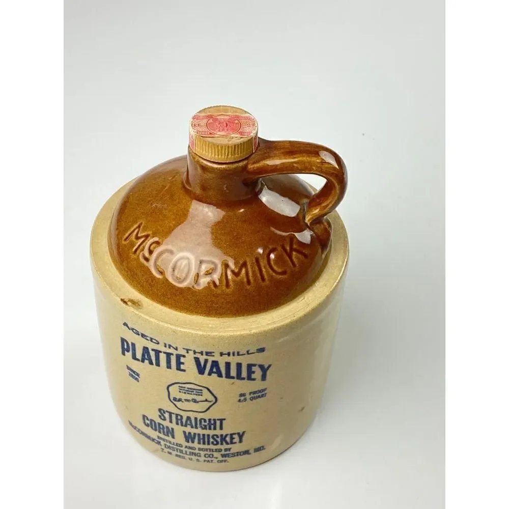 VTG McCormick Platte Valley Corn Whiskey Jug Cork Missouri 4/5's Quart Empty CC0